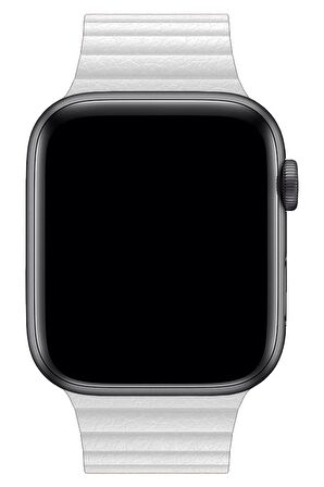 Watch 2 3 4 5 6 7 8 9 Se 38 40 41mm Uyumlu Klasik Deri Kordon Beyaz Kayış