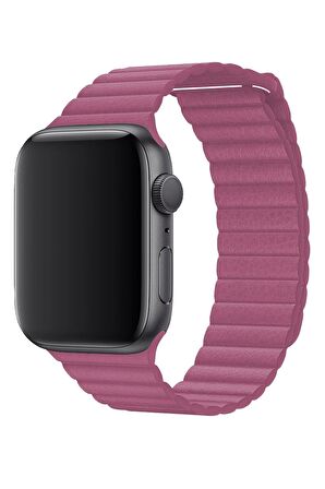Watch 2 3 4 5 6 7 8 9 Se 38 40 41mm Uyumlu Klasik Deri Kordon Pink