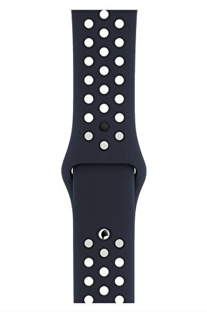 Watch 2 3 4 5 6 7 8 9 Se 42 44 45 49mm Uyumlu Delikli Spor Silikon Kordon Darkblue 