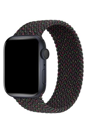Watch 2 3 4 5 6 7 8 9 Se 42 44 45 49mm Uyumlu Örgü Loop Kordon Black Hued Medium Beden