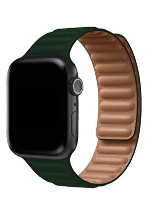 Watch 2 3 4 5 6 7 8 9 Se 42 44 45 49mm Uyumlu Broad Deri Kordon Dark Green