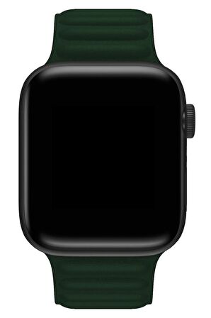 Watch 2 3 4 5 6 7 8 9 Se 42 44 45 49mm Uyumlu Broad Deri Kordon Dark Green