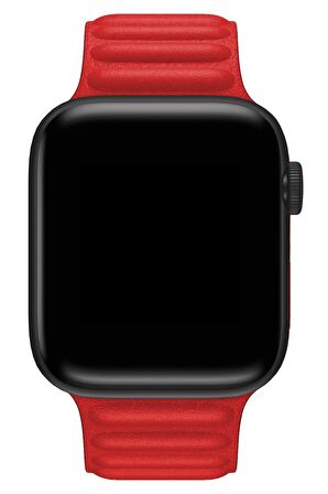 Watch 2 3 4 5 6 7 8 9 Se 42 44 45 49mm Uyumlu Broad Deri Kordon Red