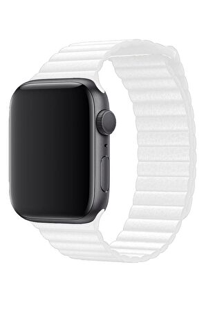Watch 2 3 4 5 6 7 8 9 Se 42 44 45 49mm Uyumlu Klasik Deri Kordon Beyaz Kayış