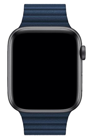 Watch 2 3 4 5 6 7 8 9 Se 42 44 45 49mm Uyumlu Klasik Deri Kordon Lacivert