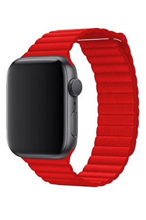 Watch 2 3 4 5 6 7 8 9 Se 42 44 45 49mm Uyumlu Klasik Deri Kordon Red