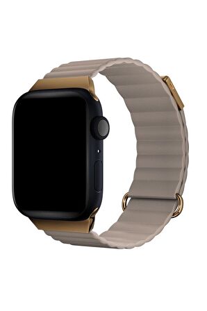 Watch 2 3 4 5 6 7 8 9 Se 42 44 45 49mm Uyumlu Mıknatıslı Deri Kordon Adrian