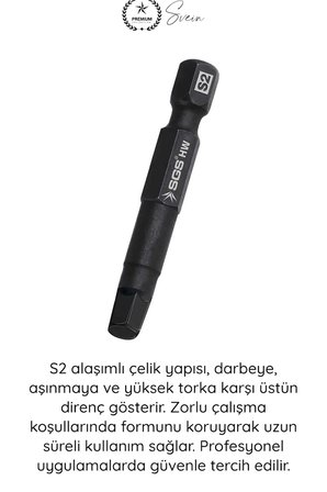 #Allen 3 mm Allen Bits Uç 5 cm S2 Çelik Profesyonel Alyan Tornavida Ucu Manyetik Altıgen Vida Sökme Takma Matkap Şarjlı Vidalama Uyumlu Black Pro Series Dayanıklı Hassas Uzun Ömürlü El Aleti Aparatı