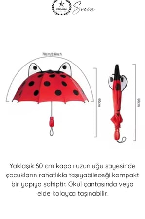 #Şemsiye Kaliteli Çocuk Şemsiyesi Uğurböceği Desenli Güvenlik Düdüklü Rüzgara Dayanıklı Hafif Çocuk Şemsiyesi Güvenli Açma Kapama Okul Kreş Yağmurluk Aksesuarı Sağlam Uzun Ömürlü