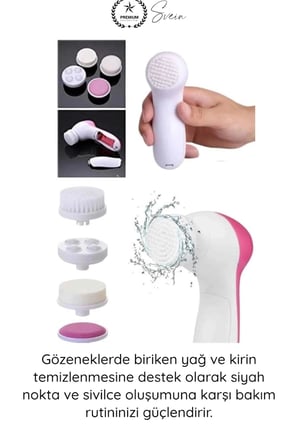#YüzBakım Cilt Temizleme ve Yüz Masaj Aleti 5 Başlıklı Akne Sivilce Siyah Nokta Temizleyici Elektrikli Yüz Bakım Cihazı Kırışıklık Karşıtı Gözenek Arındırıcı Cilt Bakım Aparatı
