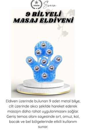 #Masaj 9 Bilyeli Masaj Eldiveni Giyilebilir Plastik Vücut Masaj Aleti Selülit Masajı Kan Dolaşımı Destekleyici Sıkılaştırıcı Ergonomik El Tipi Masaj Aparatı