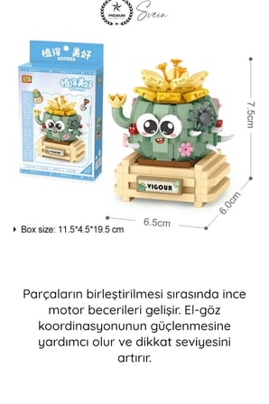 #BlokPuzzle Kaktüs Blok Oyuncak 450 Parça Yapı İnşa Seti Eğitici Zeka Geliştirici Montaj Puzzle STEM Tasarım Motor Beceri Dikkat Konsantrasyon Çocuk Hobi Aktivite Oyunu Renkli Maket