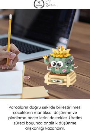 #BlokPuzzle Kaktüs Blok Oyuncak 450 Parça Yapı İnşa Seti Eğitici Zeka Geliştirici Montaj Puzzle STEM Tasarım Motor Beceri Dikkat Konsantrasyon Çocuk Hobi Aktivite Oyunu Renkli Maket