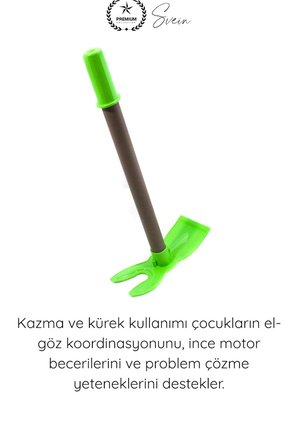 #KazmaKürek İkili Bahçe Seti Çocuk Kazma Kürek Oyuncak Kum Plaj Toprak Bahçe Oyun Seti Dayanıklı Plastik Ergonomik Saplı 50 Cm 2 Başlı Çapa Piknik Dış Mekan Aktivite Eğitici Gelişim Aracı