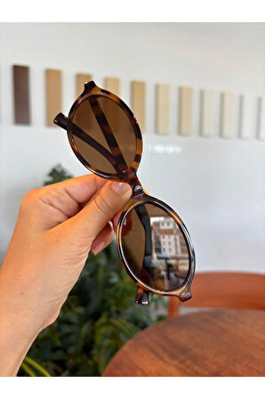 Miux Leopar Çerçeveli Kahverengi metal aksesuarlı İtal Ürün kemik Çerçeve Vip Ürün