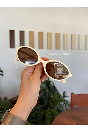 Miux Krem Çerçeveli Kahverengi metal aksesuarlı İtal Ürün kemik Çerçeve Vip Ürün