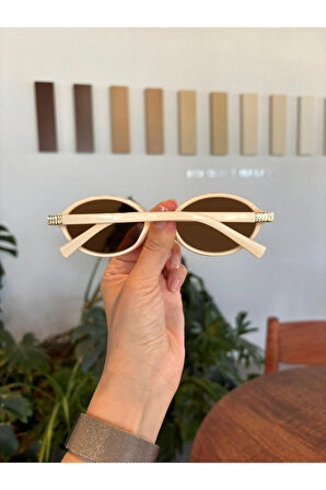 Miux Krem Çerçeveli Kahverengi metal aksesuarlı İtal Ürün kemik Çerçeve Vip Ürün