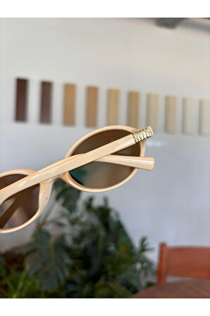 Miux Krem Çerçeveli Kahverengi metal aksesuarlı İtal Ürün kemik Çerçeve Vip Ürün