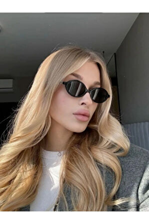 Miux Oval Çerçeve Siyah Cam Trend Güneş Gözlüğü