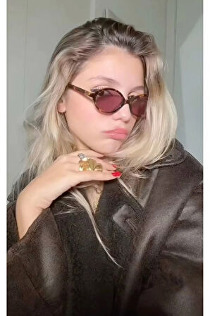 Miux Leopar çerçeve Pembe Cam metal aksesuarlı İtal Ürün kemik Çerçeve Vip Ürün