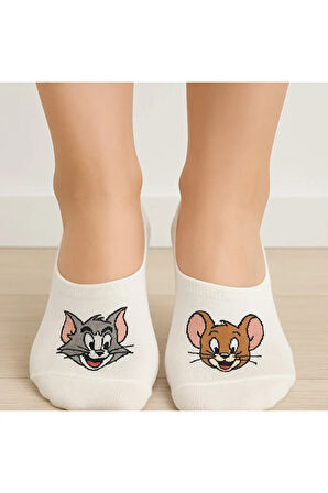 5'li Kadın Desenli Pamuklu Görünmez Spor Ayakkabı Çorabı