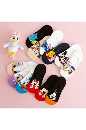 5'li Kadın Desenli Pamuklu Görünmez Spor Ayakkabı Çorabı