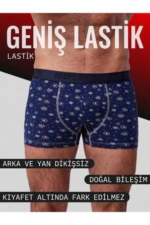 Erkek Boxer Karışık Desenli 3'lü Set Pamuk Boxer Mix