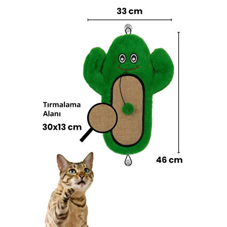Miyav Kedi Tırmalama Matı Peluş Kaktüs Oyuncak