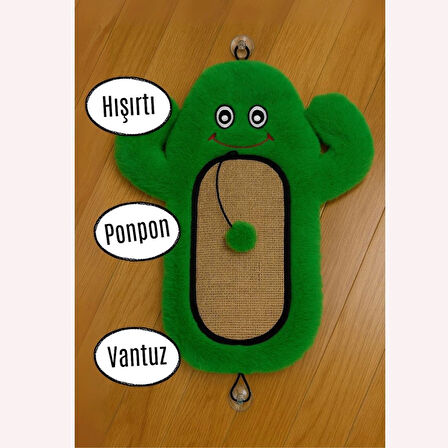 Miyav Kedi Tırmalama Matı Peluş Kaktüs Oyuncak