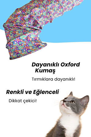 Miyav Çiçek Desenli Katlanabilir Uzun Kedi Tüneli 125 Cm