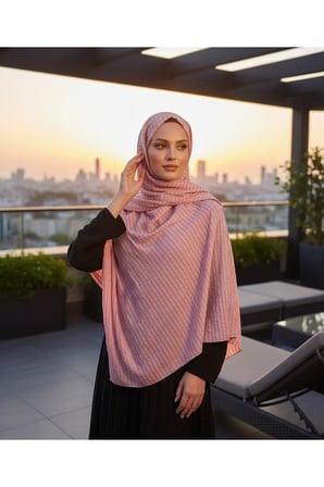 Moda Kaşmir Satır Çizgili Şal Eflatun