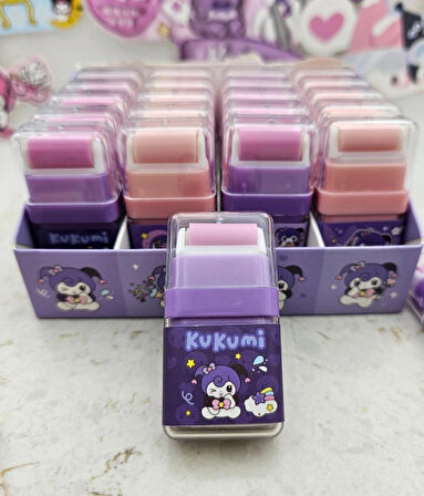 sanrio kuromi silindirli silgi silindir ile temizleyeci kurumili silgi okul öncesi hediyelik 1adet