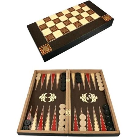Mobgift  Kaplama Ahşap Küçük Boy Tavla Takımı