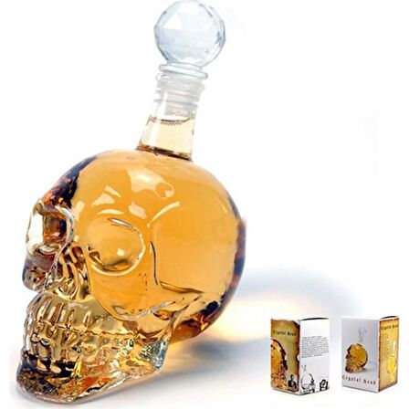 Mobgift Crystal Head Kuru Kafa 550ML Cam Şişe + 4 Adet Figür Bardak