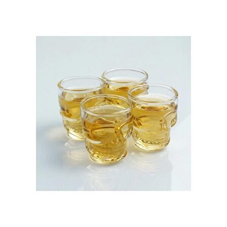 Mobgift Crystal Head Kuru Kafa 550ML Cam Şişe + 4 Adet Figür Bardak