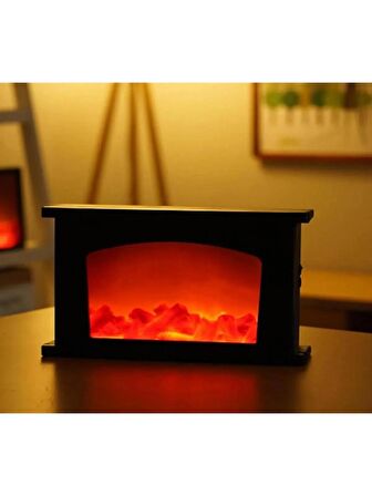 Mobgift Şömine Dekoratif Yatak Odası Ve Salon Için Sauna Şömine Ledli Gece Lambası Alev Dekor