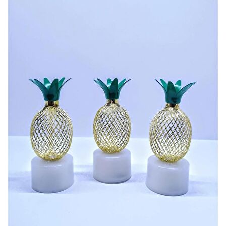 Mobgift 3’lü Mini Metal Ananas Masa/Gece Lambası (Gold)