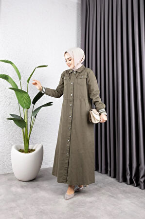 Kadın Düğmeli Pamuk Gabardin Kap