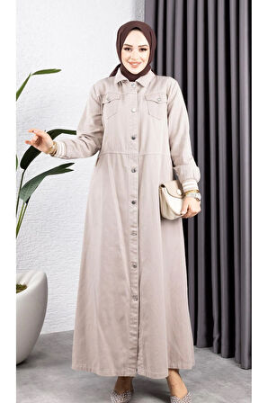 Kadın Düğmeli Pamuk Gabardin Kap