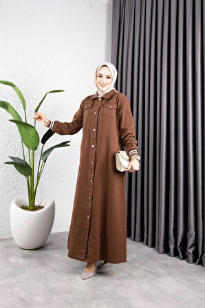 Kadın Düğmeli Pamuk Gabardin Kap