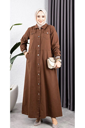 Kadın Düğmeli Pamuk Gabardin Kap