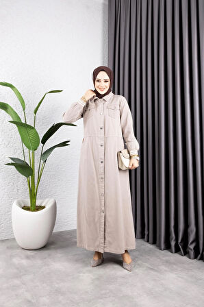 Kadın Düğmeli Pamuk Gabardin Kap