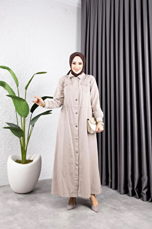 Kadın Düğmeli Pamuk Gabardin Kap