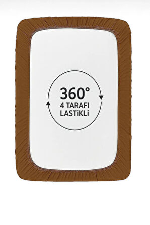 %100 Pamuk Penye Çarşaf-Kahverengi