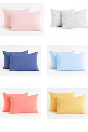 %100 Pamuk Yastik Kilifi 50*70 ( 2 Adet) -Pembe