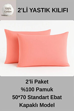 %100 Pamuk Yastik Kilifi 50*70 ( 2 Adet)-Turuncu