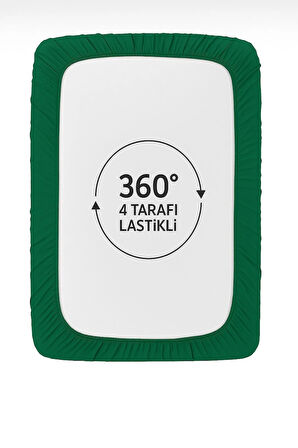 %100 Pamuklu Tek Kişilik Premium Penye Çarşaf-Yeşil