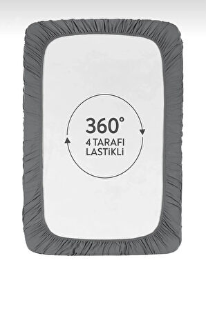 %100 Pamuklu Tek Kişilik Premium Penye Çarşaf-Gri