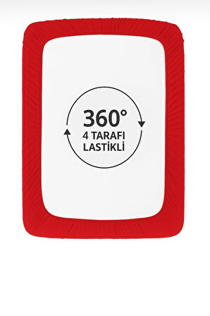 %100 Pamuklu Tek Kişilik Premium Penye Çarşaf-Kırmızı