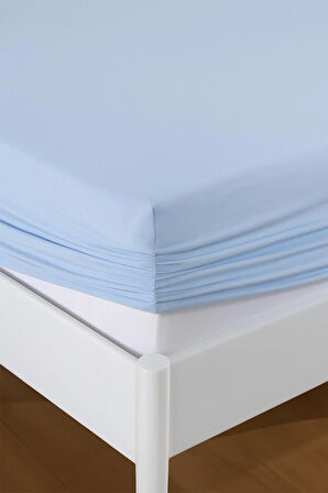 %100 Pamuklu Çift Kişilik Çarşaf Takimi-Açık Mavi